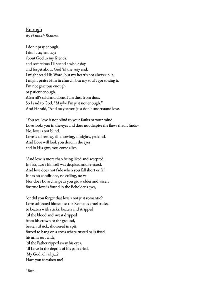 Image of written version of the spoken word, Enough